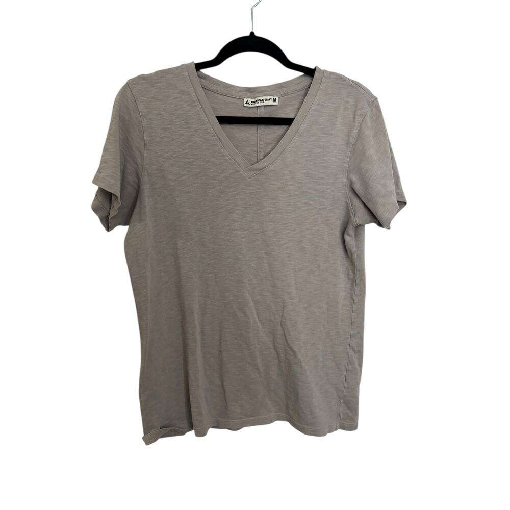 American Giant T-Shirt Womens Medium Slub V-Neck Short Sleeve Gray Supima Cotton